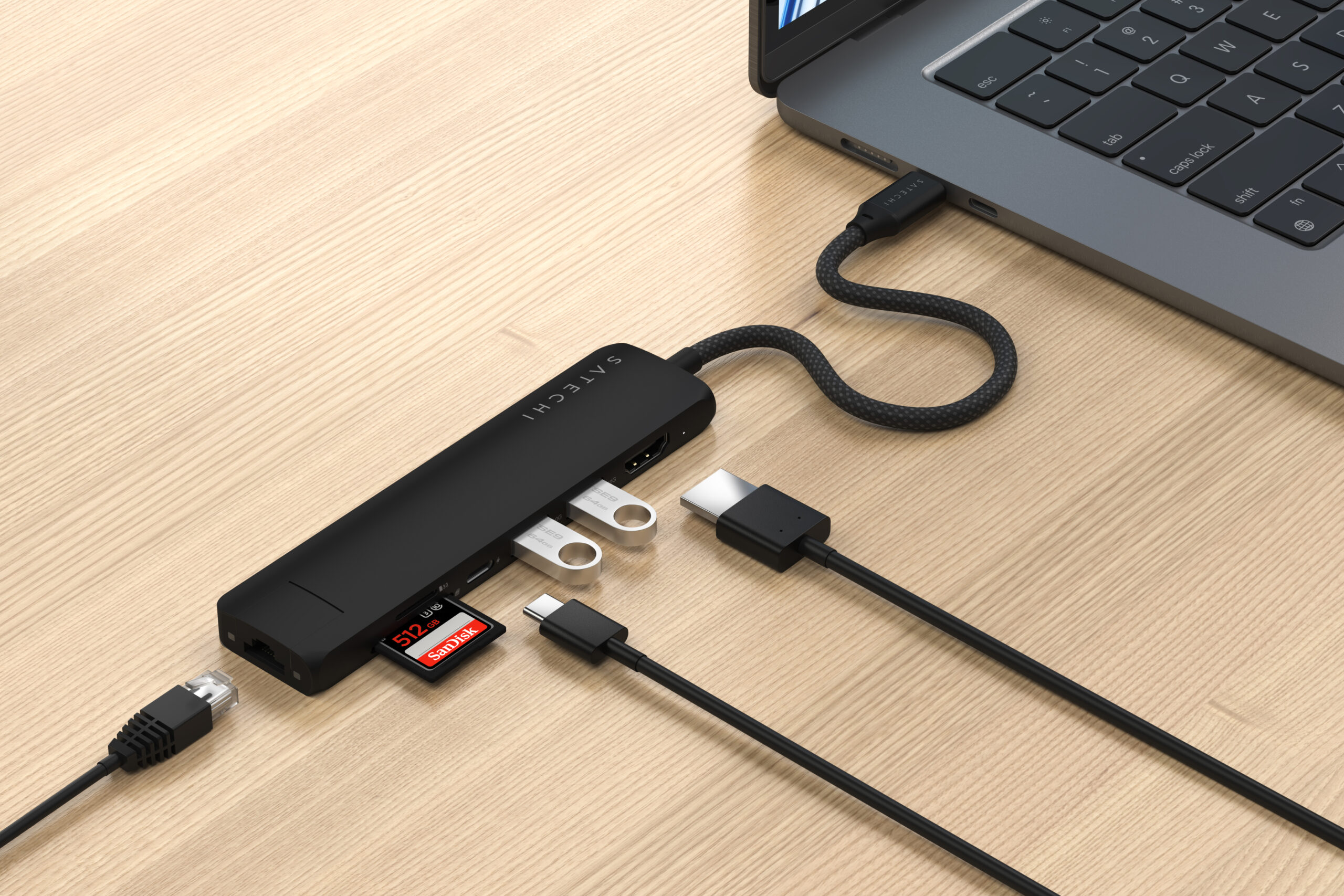 Satechi Adapter USB-C 7w1 z HDMI 4K i Ethernet (Black)