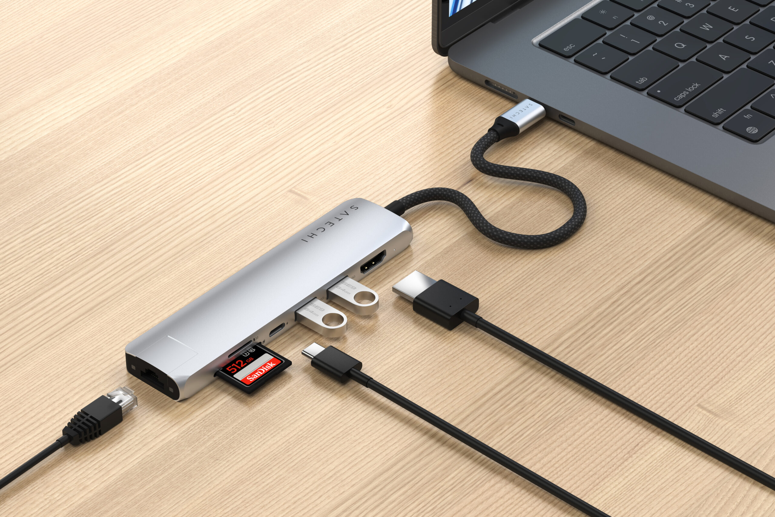 Satechi Adapter USB-C 7w1 z HDMI 4K i Ethernet (Silver)